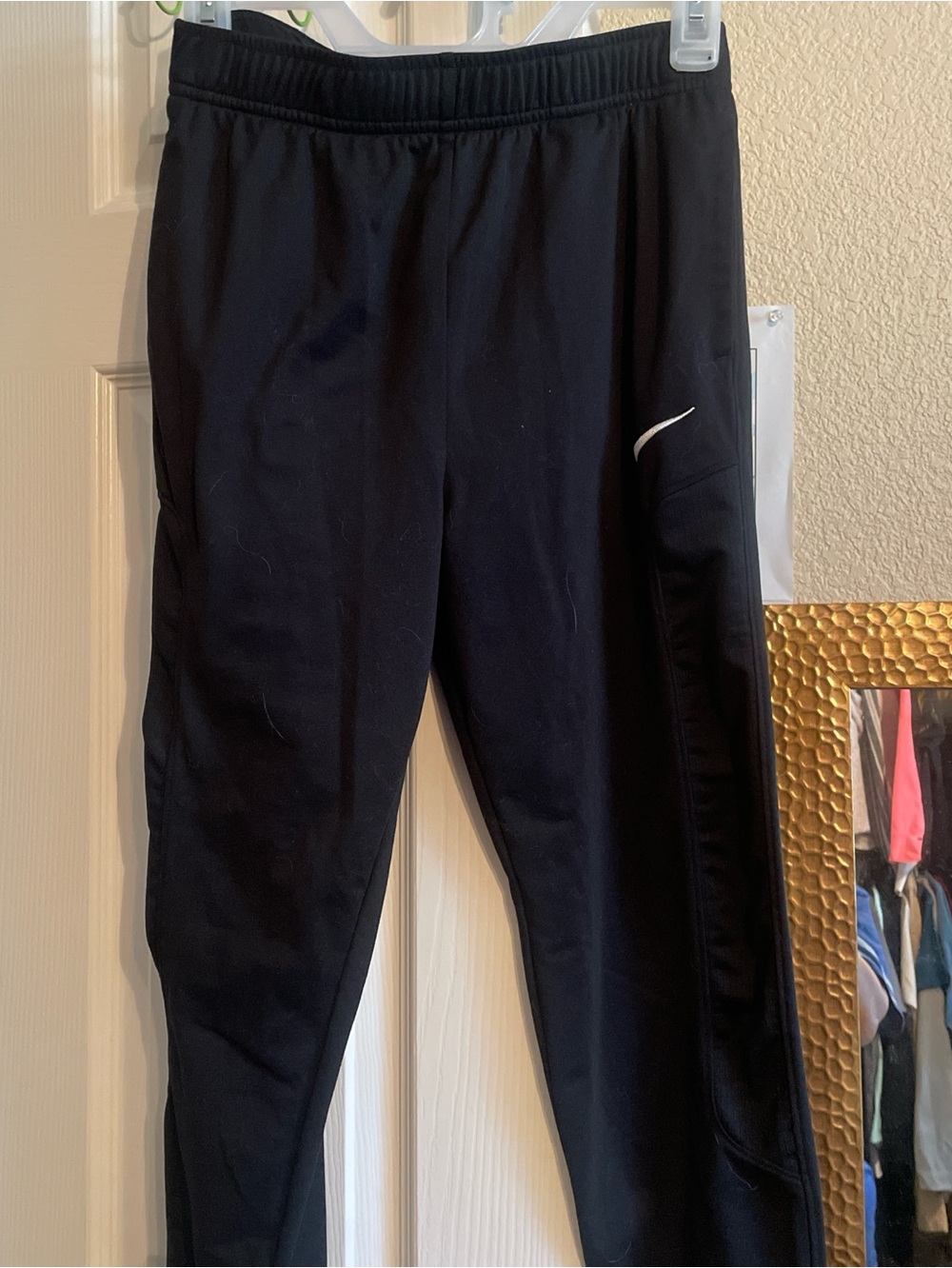 Nike Black Kids' Jogger Track Pants with White Swoosh